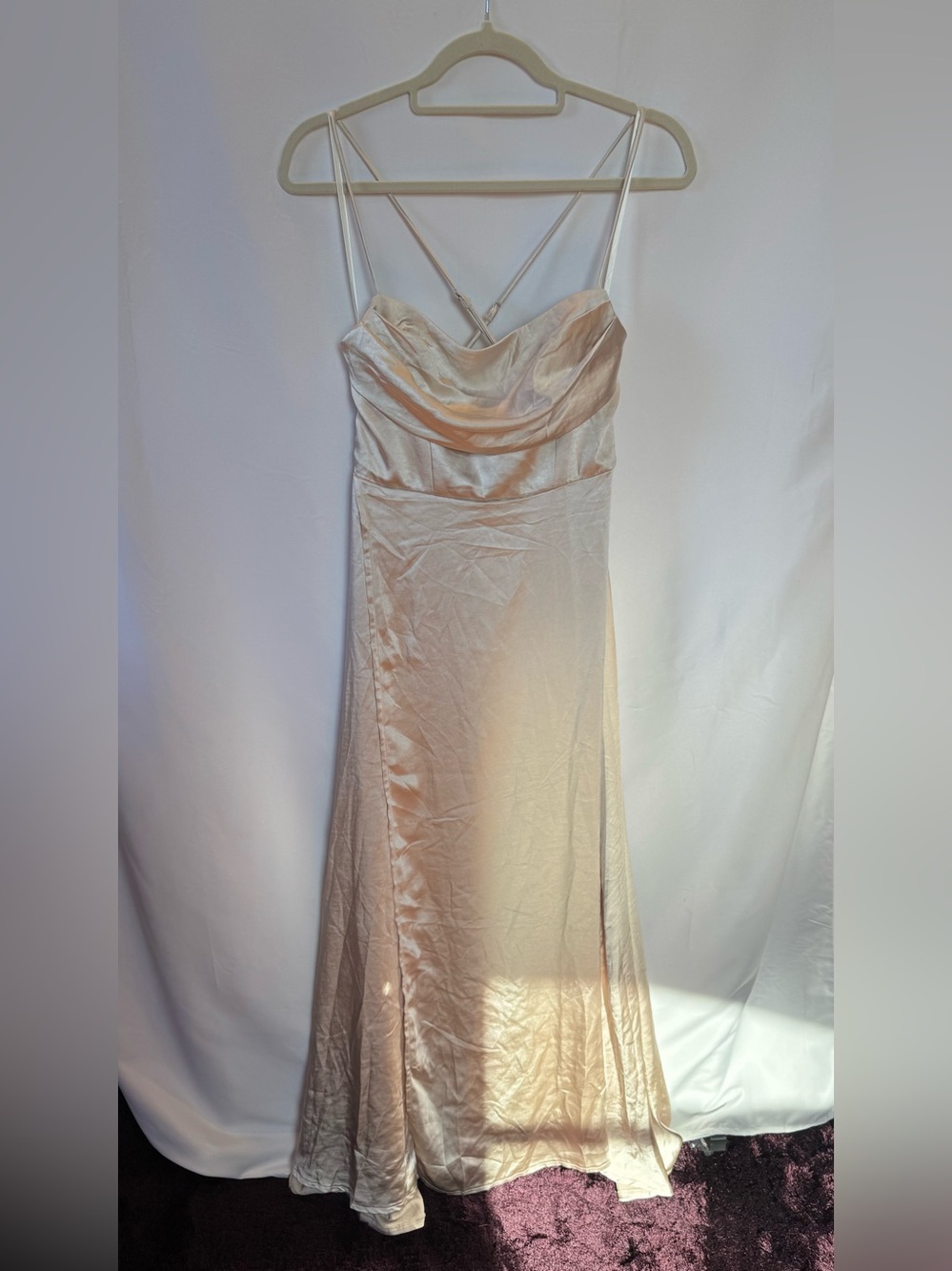 NWT selfie Leslie Satin Slip Dress in Champagne size S